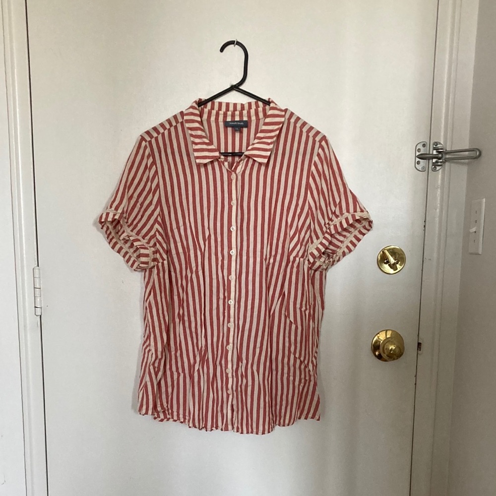 Red & Ivory Button-Up Shirt | Plus Size
